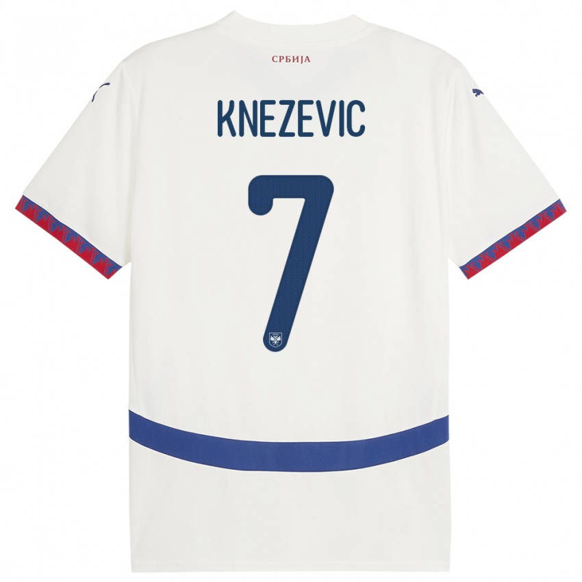 Kinder Serbien Nikola Knezevic #7 Weiß Auswärtstrikot Trikot 24-26 T-Shirt Schweiz