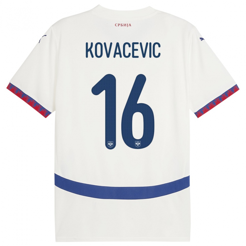 Enfant Maillot Serbie Bojan Kovacevic #16 Blanc Tenues Extérieur 24-26 T-Shirt Suisse