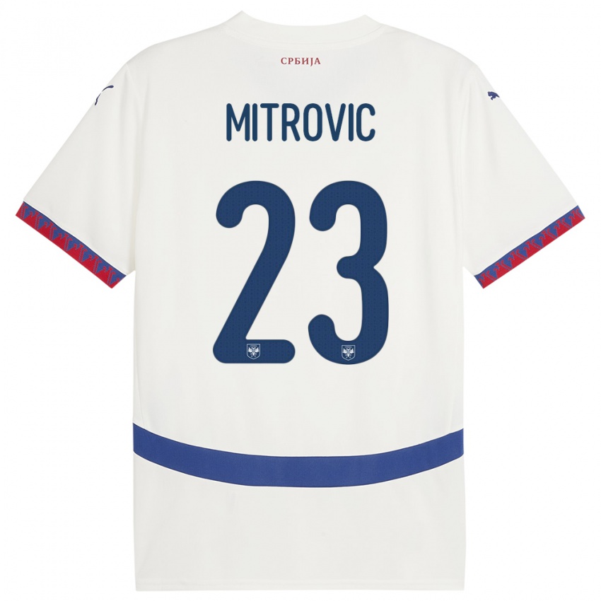 Kinder Serbien Vuk Mitrovic #23 Weiß Auswärtstrikot Trikot 24-26 T-Shirt Schweiz