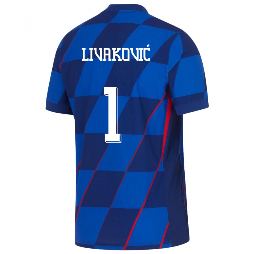 Enfant Maillot Croatie Dominik Livakovic #1 Bleu Tenues Extérieur 24-26 T-Shirt Suisse