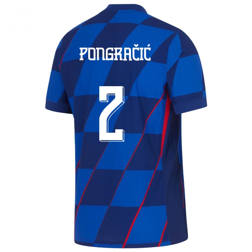 Kinder Kroatien Marin Pongracic #2 Blau Auswärtstrikot Trikot 24-26 T-Shirt Schweiz