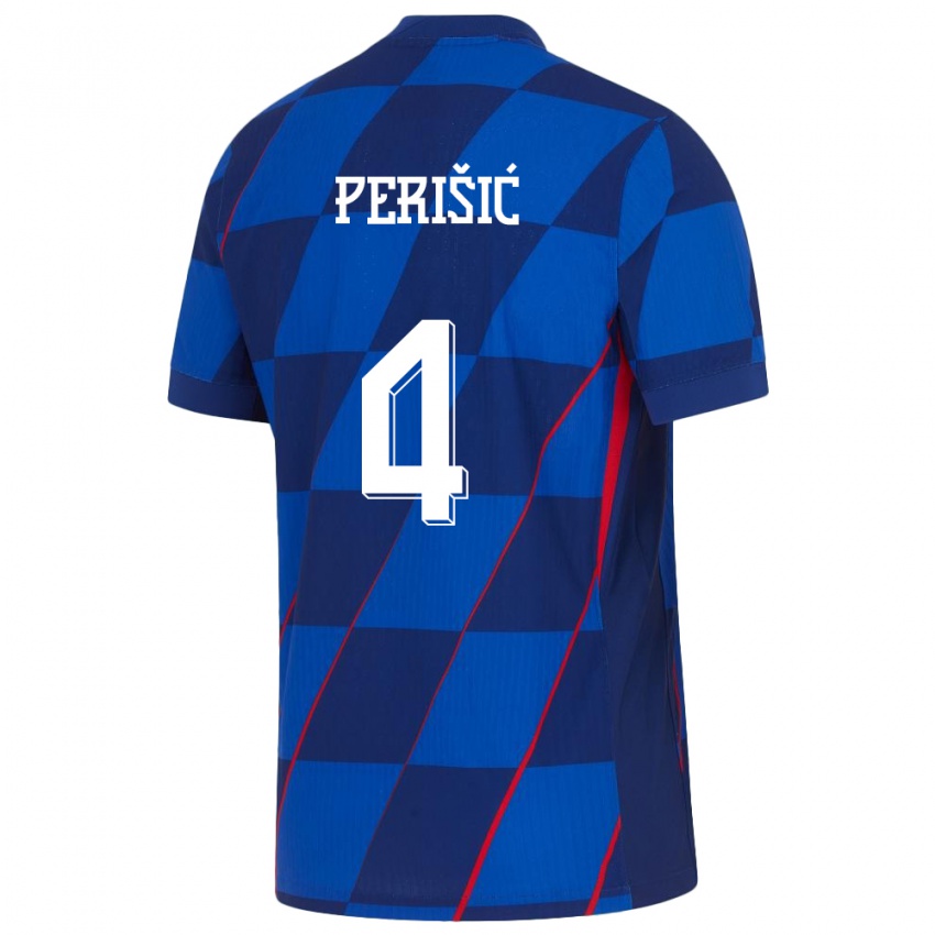 Kinder Kroatien Ivan Perisic #4 Blau Auswärtstrikot Trikot 24-26 T-Shirt Schweiz