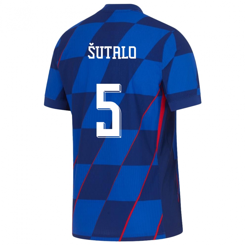 Kinder Kroatien Josip Sutalo #5 Blau Auswärtstrikot Trikot 24-26 T-Shirt Schweiz