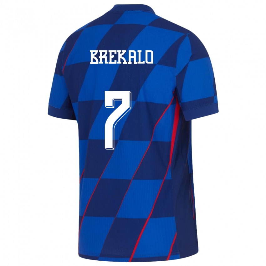 Kinder Kroatien Josip Brekalo #7 Blau Auswärtstrikot Trikot 24-26 T-Shirt Schweiz