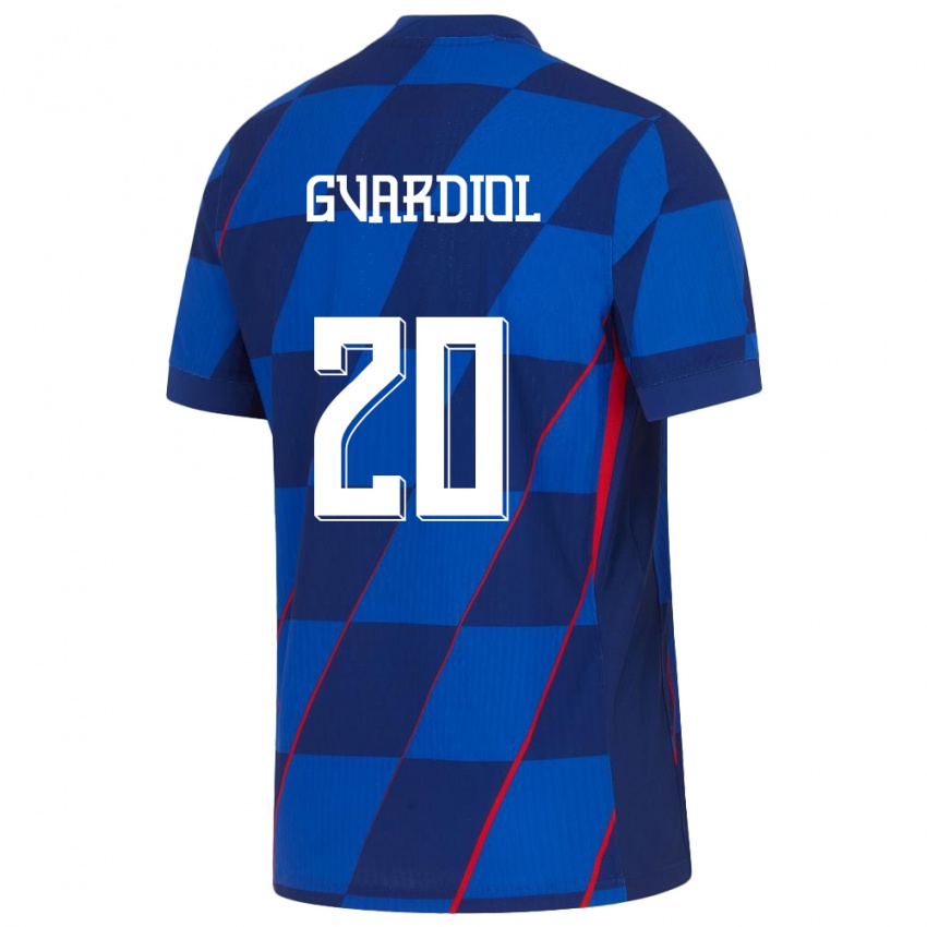 Kinder Kroatien Josko Gvardiol #20 Blau Auswärtstrikot Trikot 24-26 T-Shirt Schweiz
