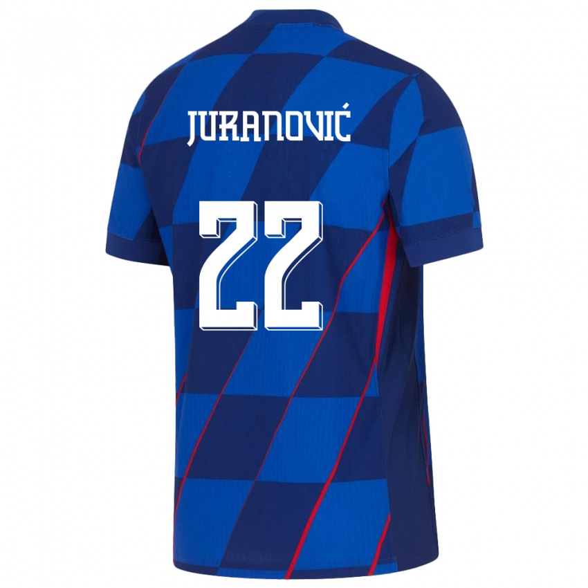 Kinder Kroatien Josip Juranovic #22 Blau Auswärtstrikot Trikot 24-26 T-Shirt Schweiz