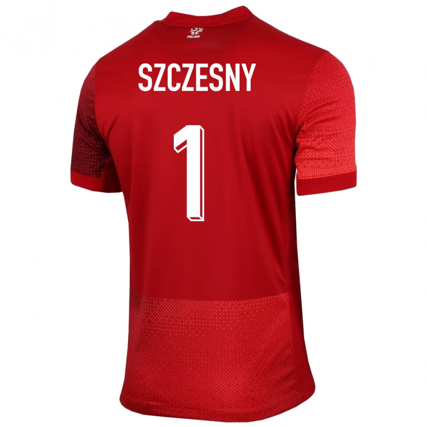 Kinder Polen Wojciech Szczesny #1 Rot Auswärtstrikot Trikot 24-26 T-Shirt Schweiz