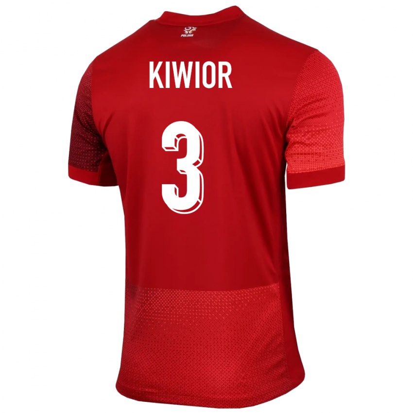 Enfant Maillot Pologne Jakub Kiwior #3 Rouge Tenues Extérieur 24-26 T-Shirt Suisse