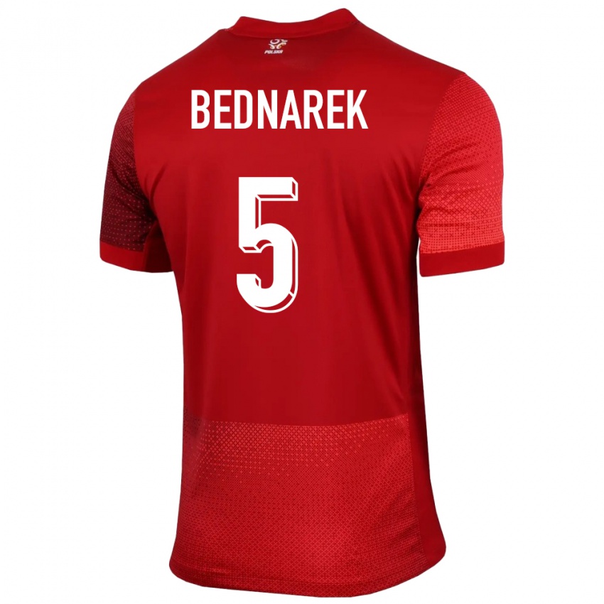 Enfant Maillot Pologne Jan Bednarek #5 Rouge Tenues Extérieur 24-26 T-Shirt Suisse
