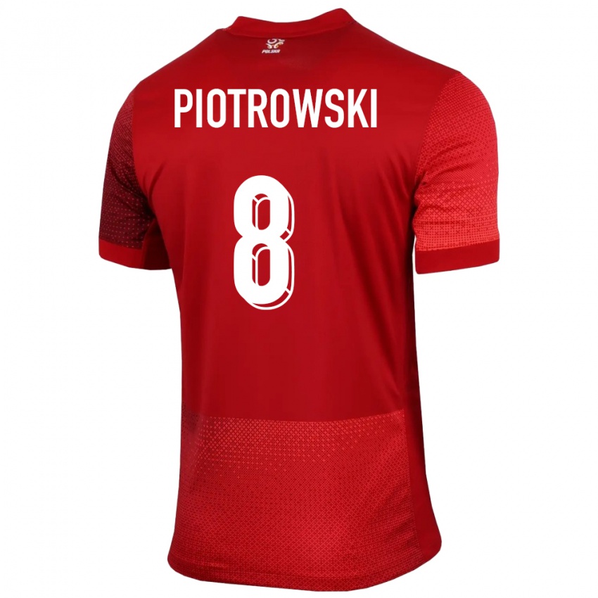 Enfant Maillot Pologne Jakub Piotrowski #8 Rouge Tenues Extérieur 24-26 T-Shirt Suisse