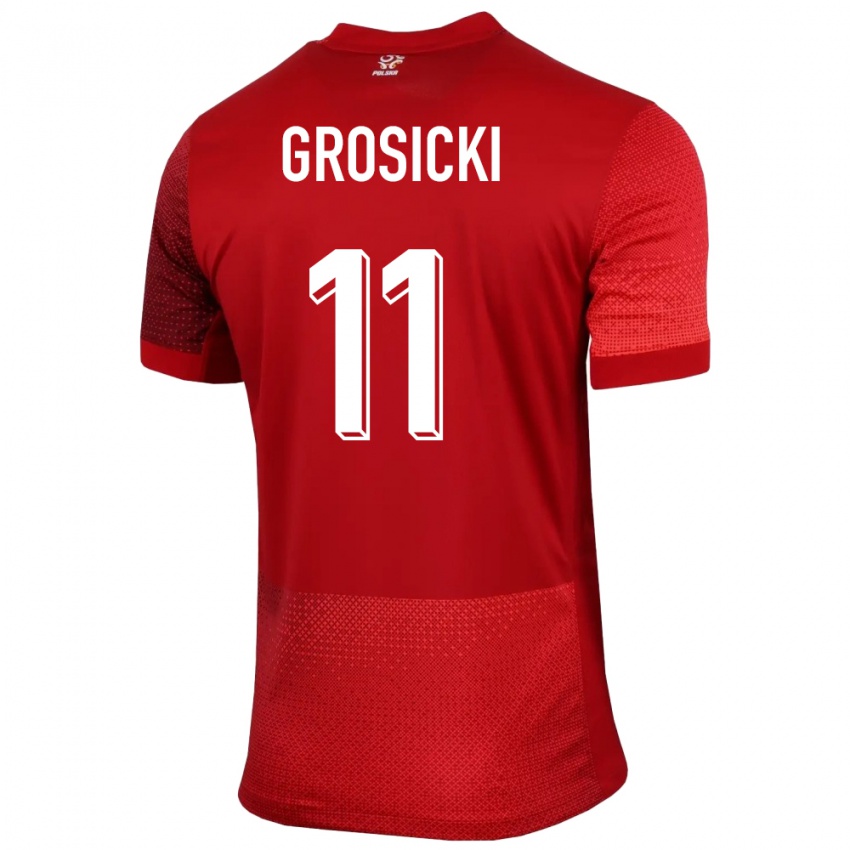 Enfant Maillot Pologne Kamil Grosicki #11 Rouge Tenues Extérieur 24-26 T-Shirt Suisse