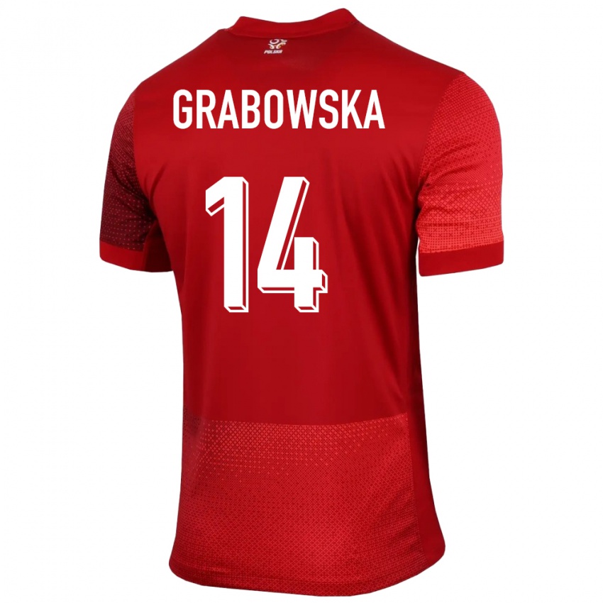 Enfant Maillot Pologne Dominika Grabowska #14 Rouge Tenues Extérieur 24-26 T-Shirt Suisse
