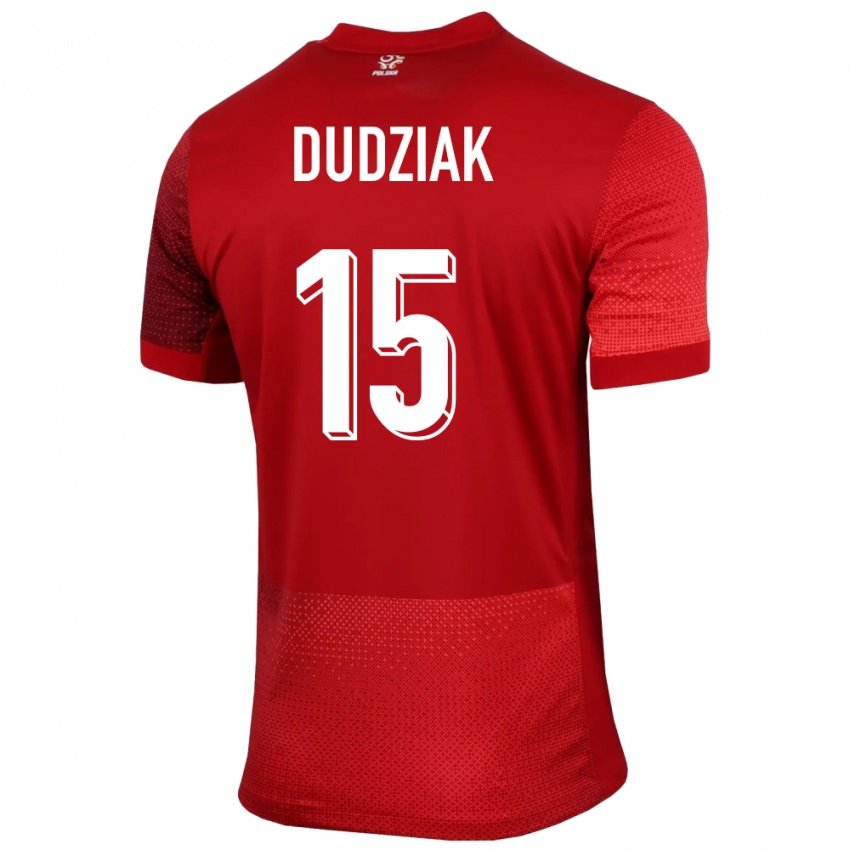 Enfant Maillot Pologne Aleksandra Dudziak #15 Rouge Tenues Extérieur 24-26 T-Shirt Suisse