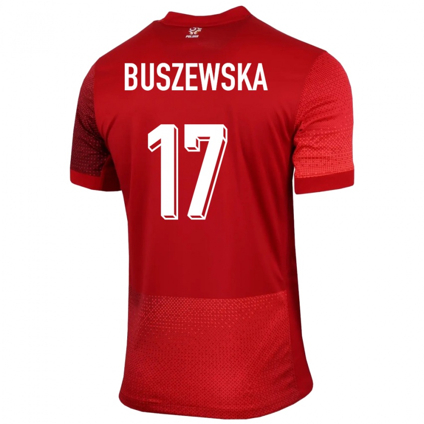 Enfant Maillot Pologne Zofia Buszewska #17 Rouge Tenues Extérieur 24-26 T-Shirt Suisse