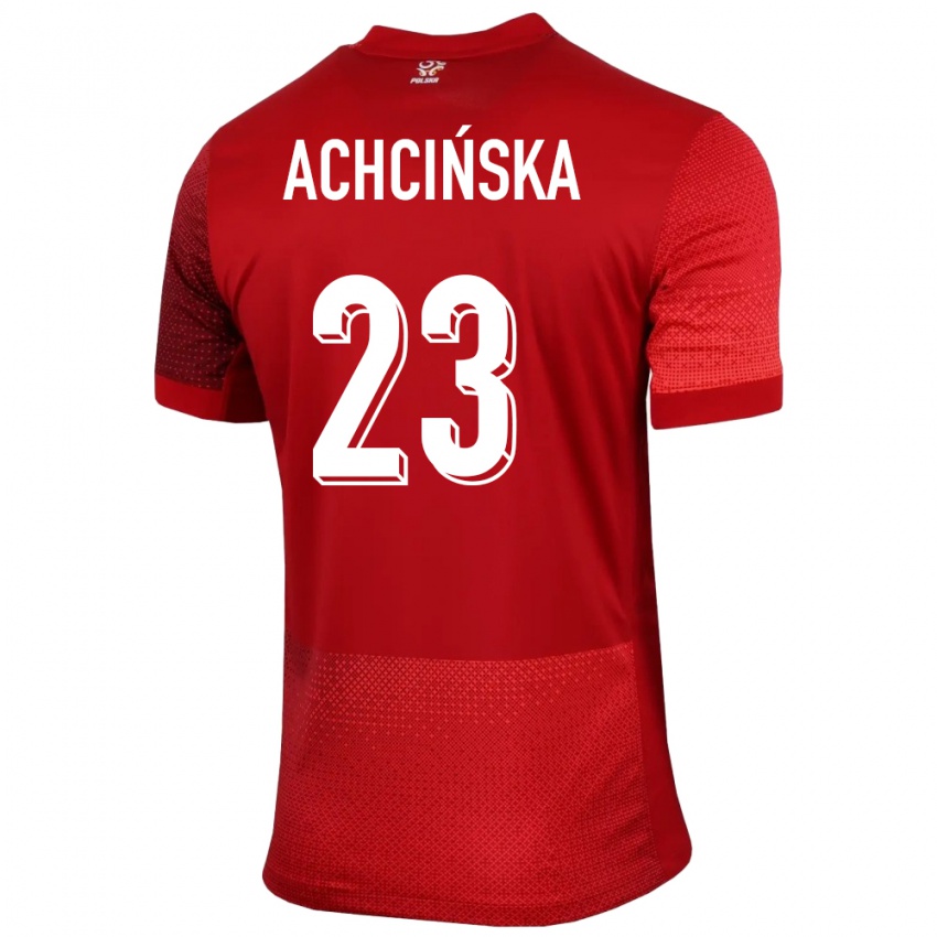 Enfant Maillot Pologne Adriana Achcinska #23 Rouge Tenues Extérieur 24-26 T-Shirt Suisse