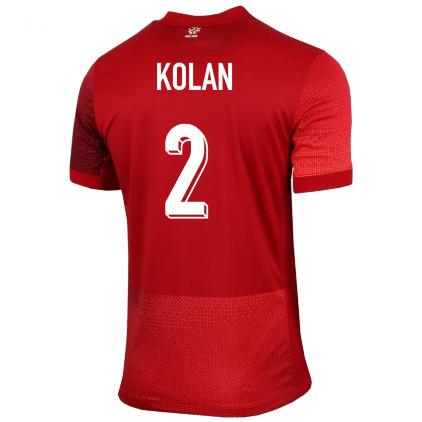 Kinder Polen Jakub Kolan #2 Rot Auswärtstrikot Trikot 24-26 T-Shirt Schweiz