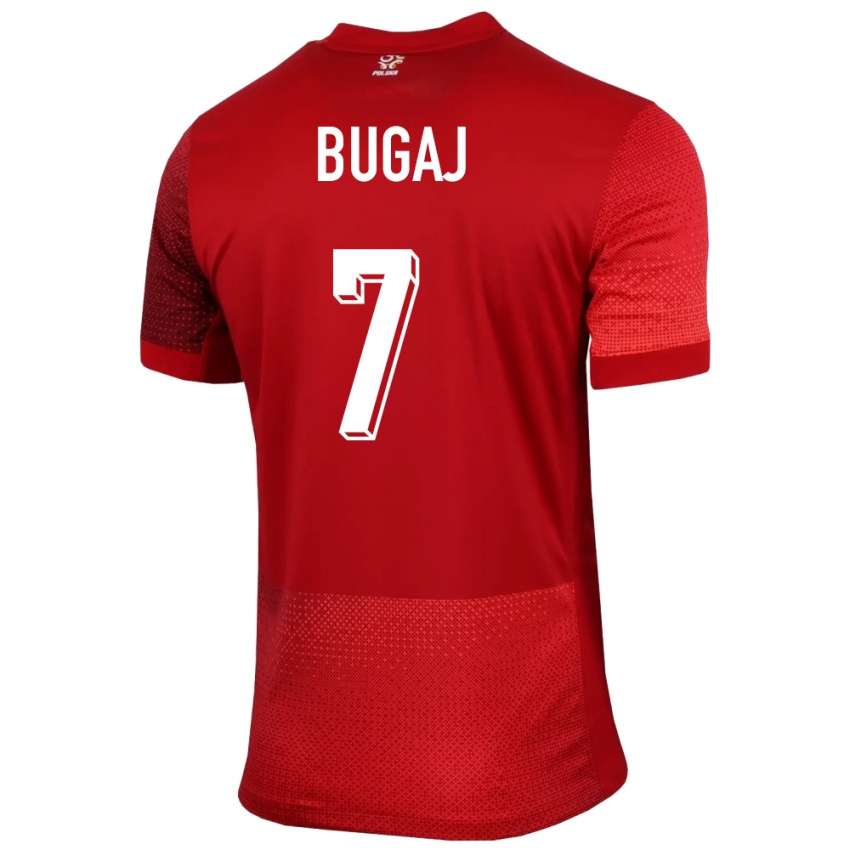 Enfant Maillot Pologne Dawid Bugaj #7 Rouge Tenues Extérieur 24-26 T-Shirt Suisse