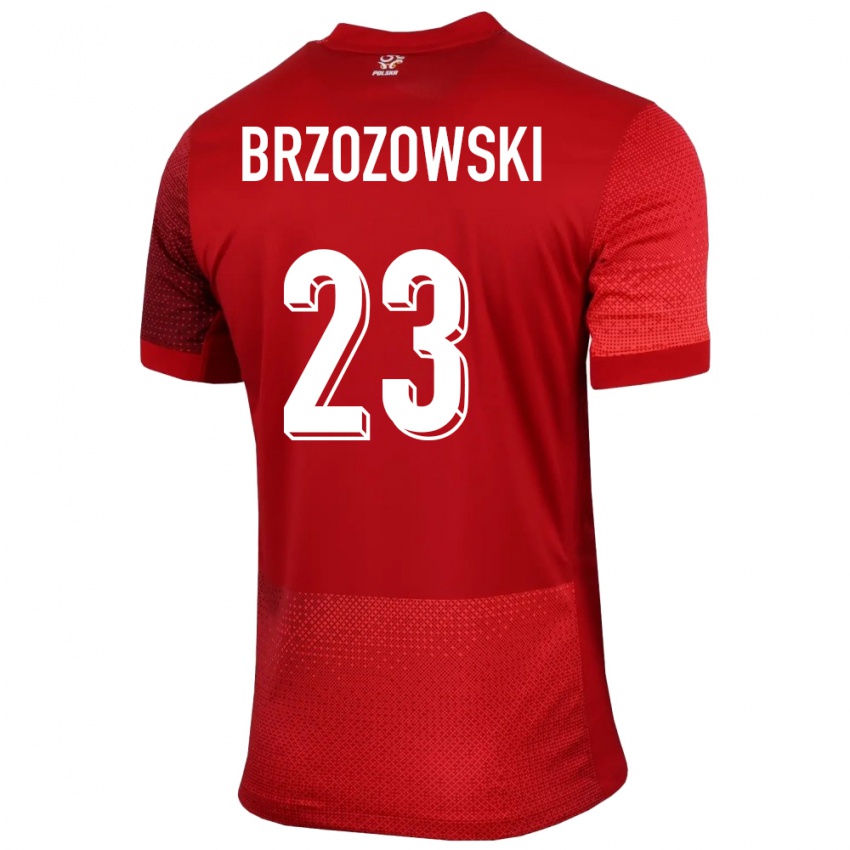 Enfant Maillot Pologne Milosz Brzozowski #23 Rouge Tenues Extérieur 24-26 T-Shirt Suisse