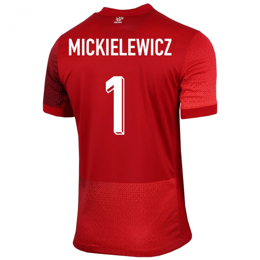 Enfant Maillot Pologne Aleksander Mickielewicz #1 Rouge Tenues Extérieur 24-26 T-Shirt Suisse