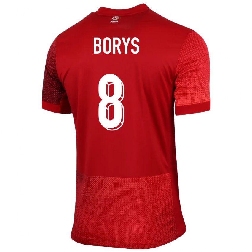 Enfant Maillot Pologne Karol Borys #8 Rouge Tenues Extérieur 24-26 T-Shirt Suisse
