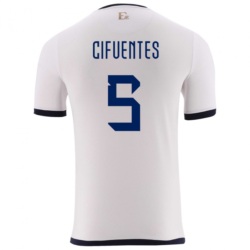Enfant Maillot Équateur Jose Cifuentes #5 Blanc Tenues Extérieur 24-26 T-Shirt Suisse