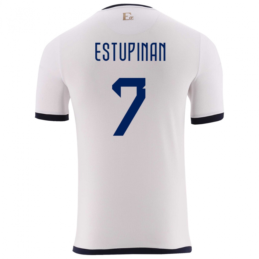 Enfant Maillot Équateur Pervis Estupinan #7 Blanc Tenues Extérieur 24-26 T-Shirt Suisse