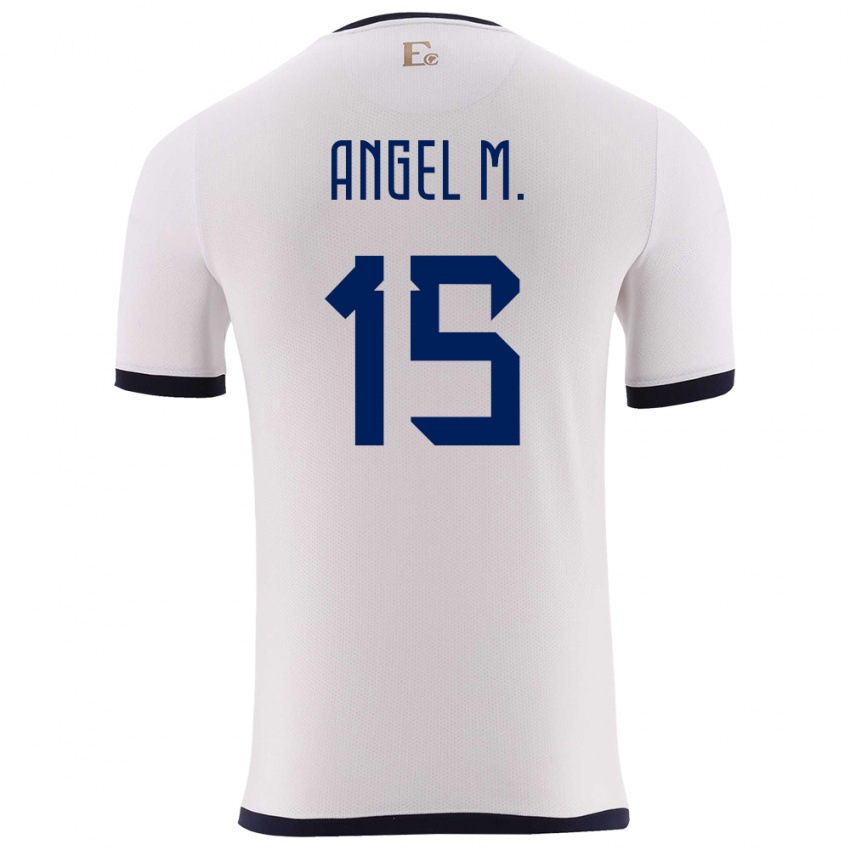 Enfant Maillot Équateur Angel Mena #15 Blanc Tenues Extérieur 24-26 T-Shirt Suisse