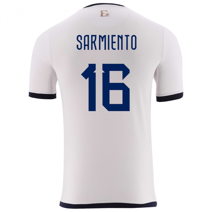 Enfant Maillot Équateur Jeremy Sarmiento #16 Blanc Tenues Extérieur 24-26 T-Shirt Suisse