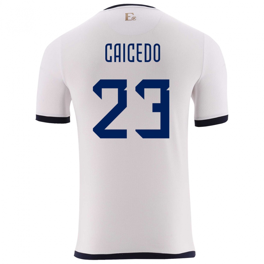 Kinder Ecuador Moises Caicedo #23 Weiß Auswärtstrikot Trikot 24-26 T-Shirt Schweiz