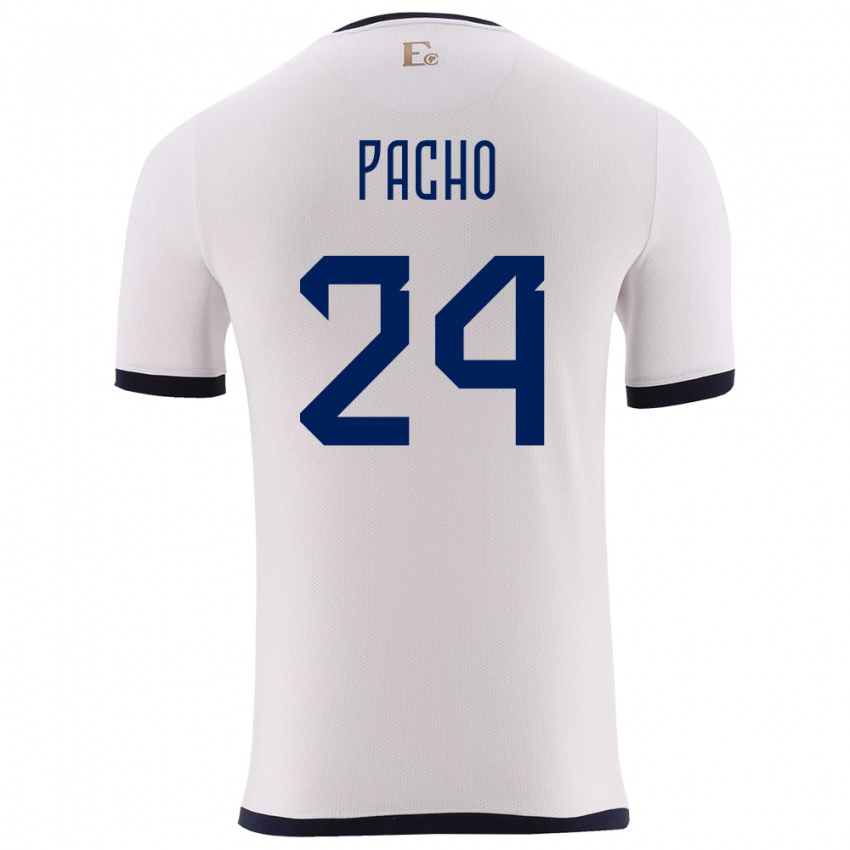 Enfant Maillot Équateur William Pacho #24 Blanc Tenues Extérieur 24-26 T-Shirt Suisse