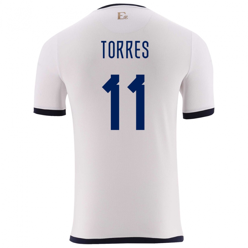 Enfant Maillot Équateur Ambar Torres #11 Blanc Tenues Extérieur 24-26 T-Shirt Suisse