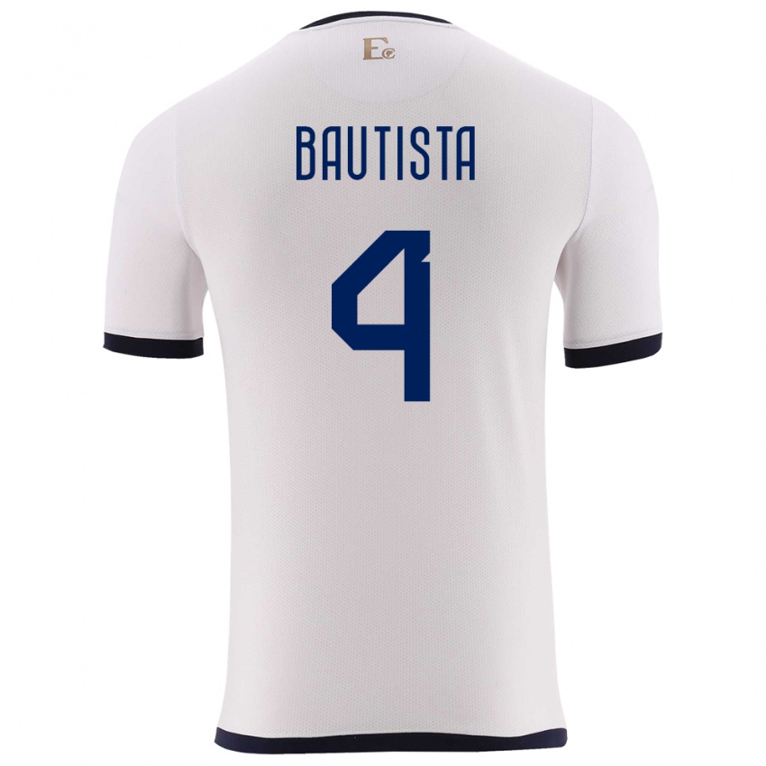 Enfant Maillot Équateur Davis Bautista #4 Blanc Tenues Extérieur 24-26 T-Shirt Suisse