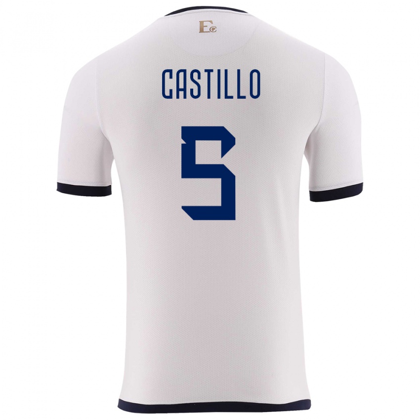 Enfant Maillot Équateur Denil Castillo #5 Blanc Tenues Extérieur 24-26 T-Shirt Suisse