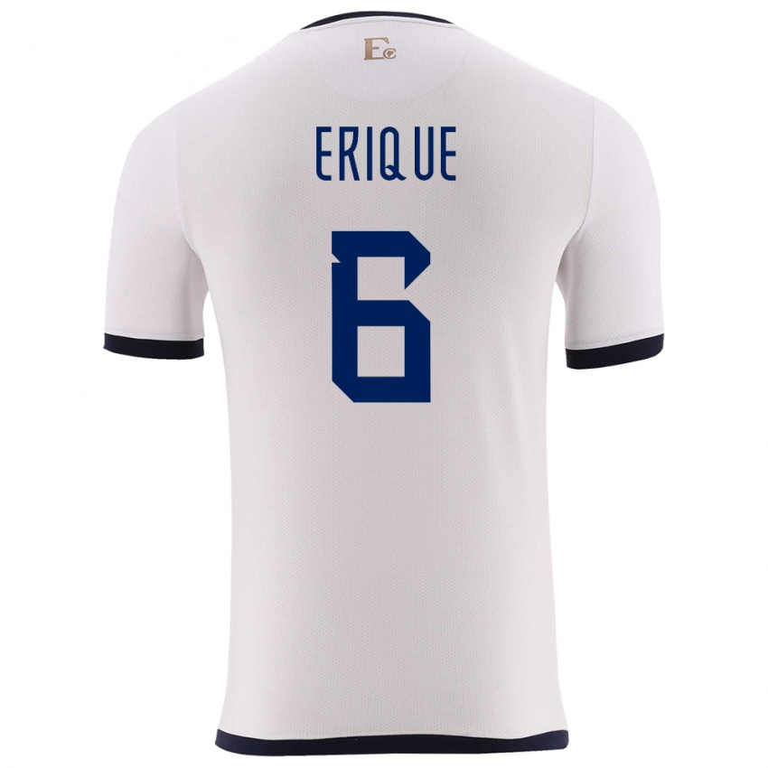 Enfant Maillot Équateur Yeltzin Erique #6 Blanc Tenues Extérieur 24-26 T-Shirt Suisse
