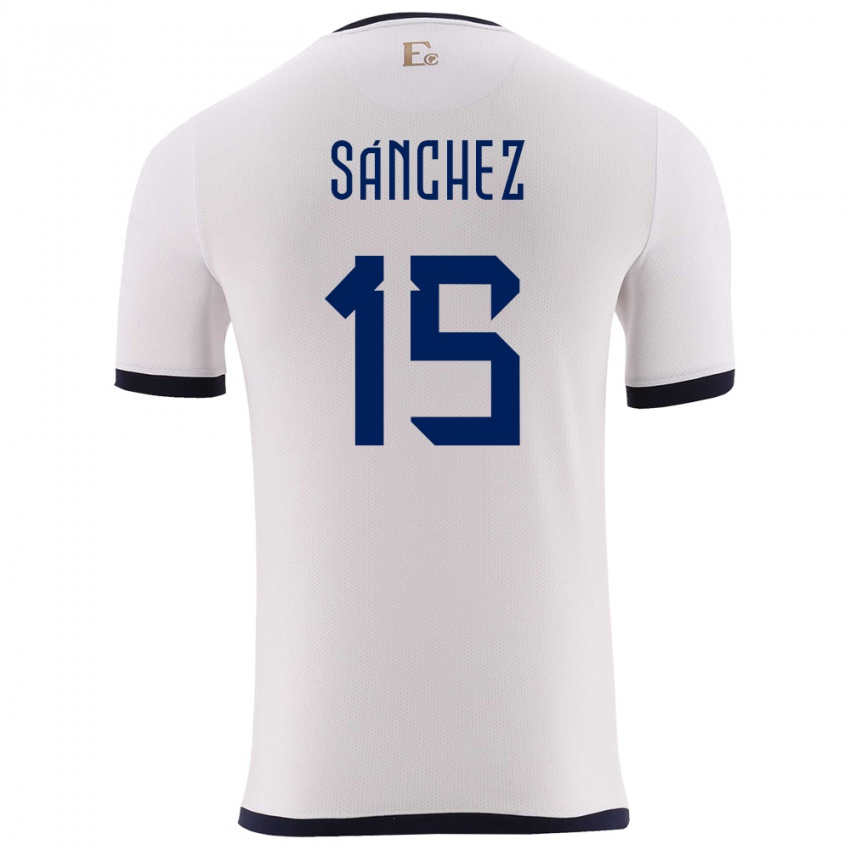 Enfant Maillot Équateur Juan Sanchez #15 Blanc Tenues Extérieur 24-26 T-Shirt Suisse