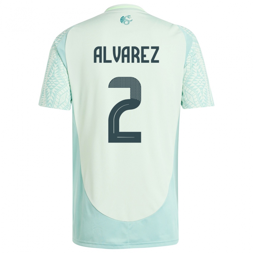 Kinder Mexiko Kevin Alvarez #2 Leinengrün Auswärtstrikot Trikot 24-26 T-Shirt Schweiz