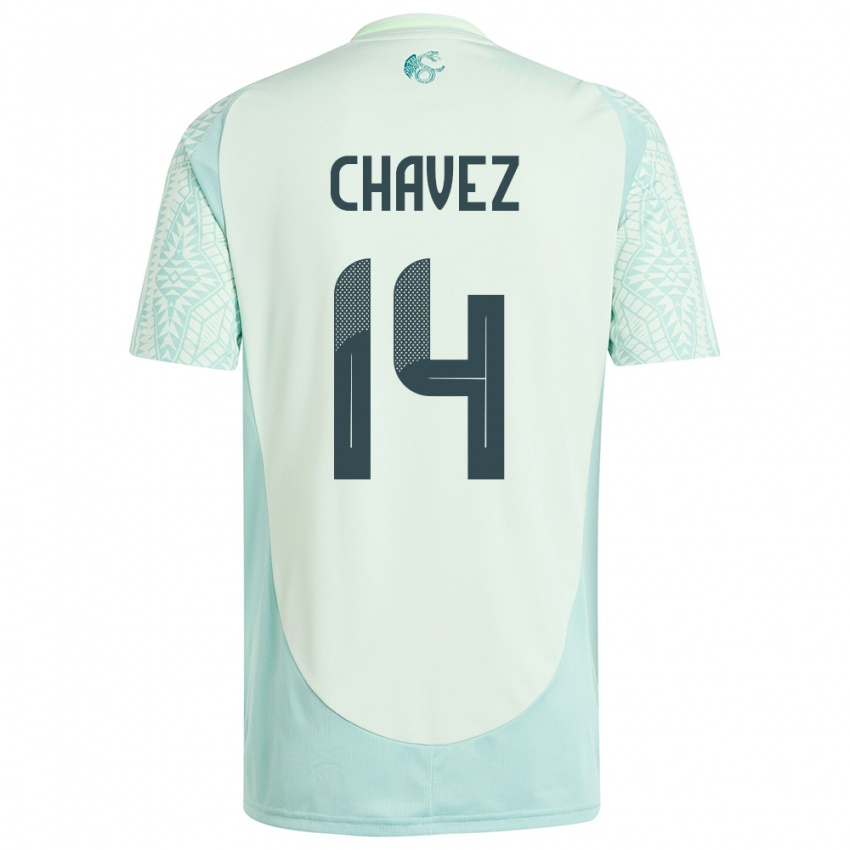 Kinder Mexiko Luis Chavez #14 Leinengrün Auswärtstrikot Trikot 24-26 T-Shirt Schweiz