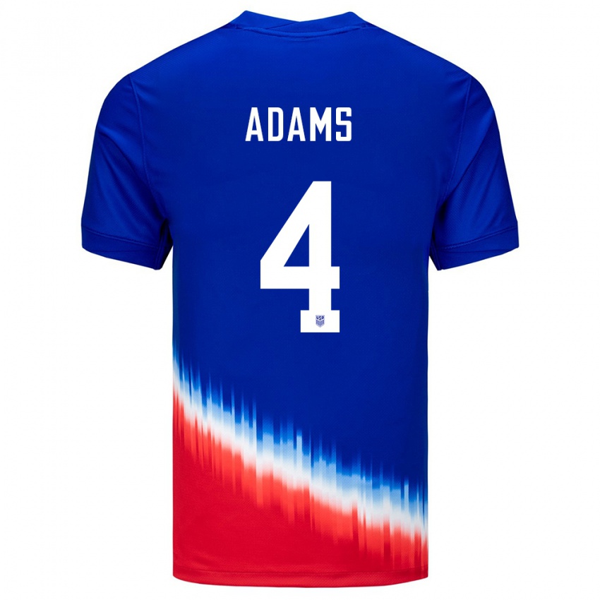Enfant Maillot États-Unis Tyler Adams #4 Bleu Tenues Extérieur 24-26 T-Shirt Suisse