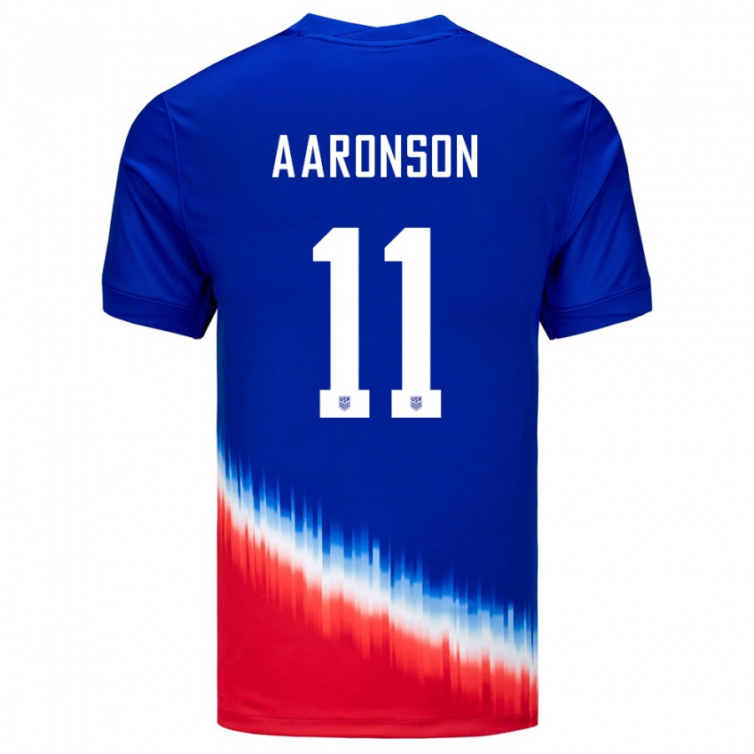 Kinder Vereinigte Staaten Brenden Aaronson #11 Blau Auswärtstrikot Trikot 24-26 T-Shirt Schweiz