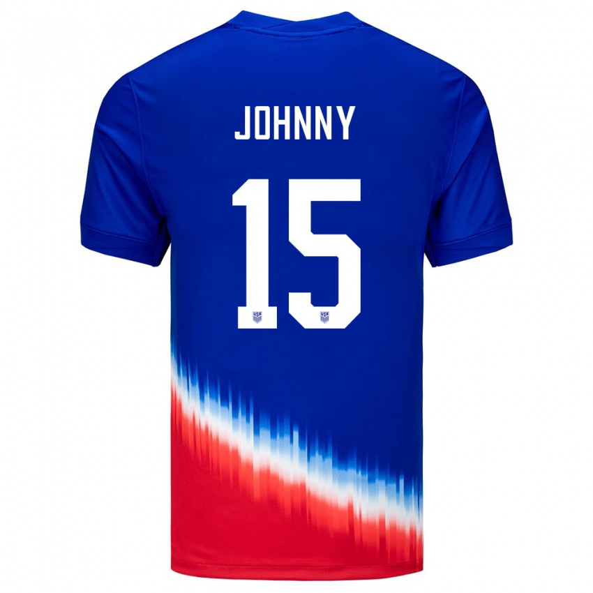 Kinder Vereinigte Staaten Johnny #15 Blau Auswärtstrikot Trikot 24-26 T-Shirt Schweiz
