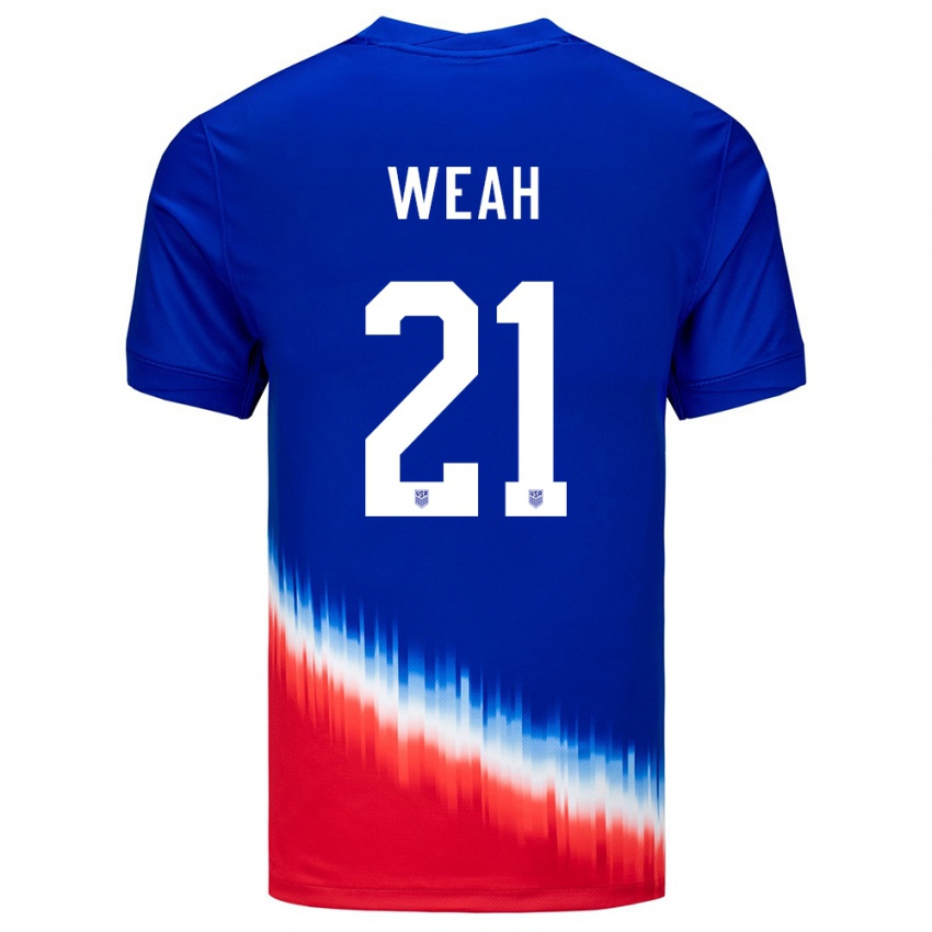 Kinder Vereinigte Staaten Timothy Weah #21 Blau Auswärtstrikot Trikot 24-26 T-Shirt Schweiz