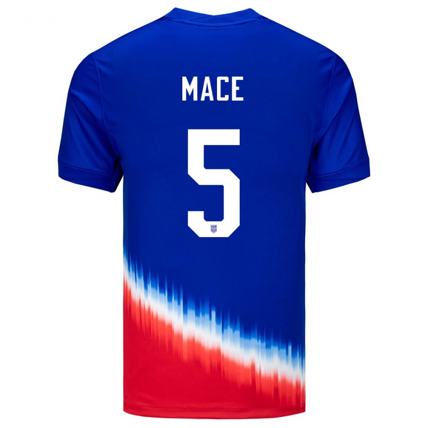 Kinder Vereinigte Staaten Hailie Mace #5 Blau Auswärtstrikot Trikot 24-26 T-Shirt Schweiz