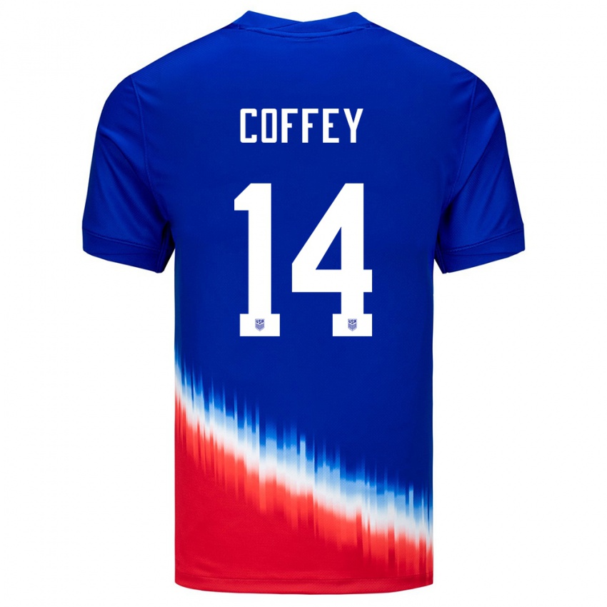 Kinder Vereinigte Staaten Sam Coffey #14 Blau Auswärtstrikot Trikot 24-26 T-Shirt Schweiz