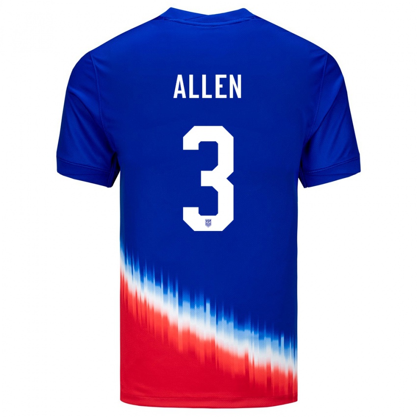Enfant Maillot États-Unis Noah Allen #3 Bleu Tenues Extérieur 24-26 T-Shirt Suisse