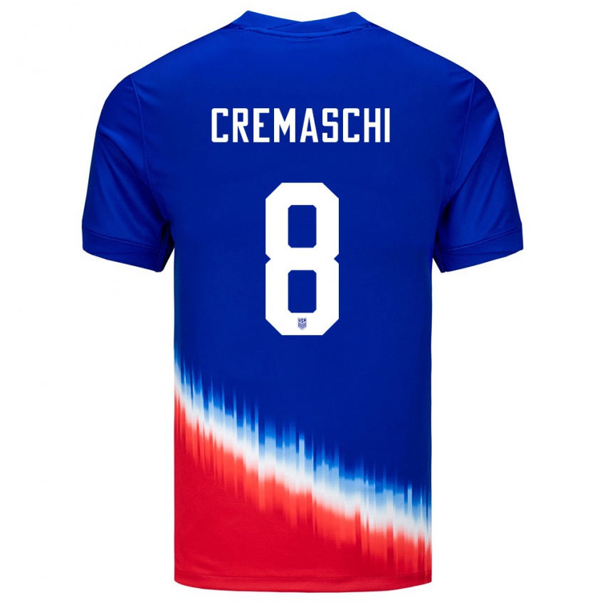 Kinder Vereinigte Staaten Benjamin Cremaschi #8 Blau Auswärtstrikot Trikot 24-26 T-Shirt Schweiz