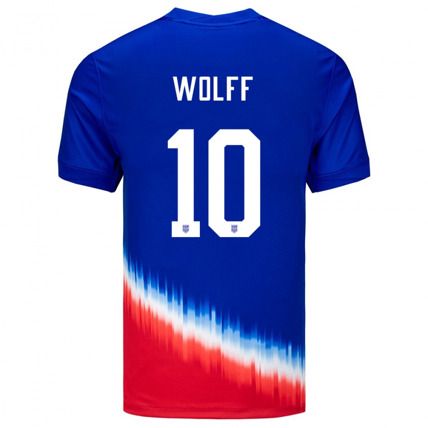 Enfant Maillot États-Unis Owen Wolff #10 Bleu Tenues Extérieur 24-26 T-Shirt Suisse