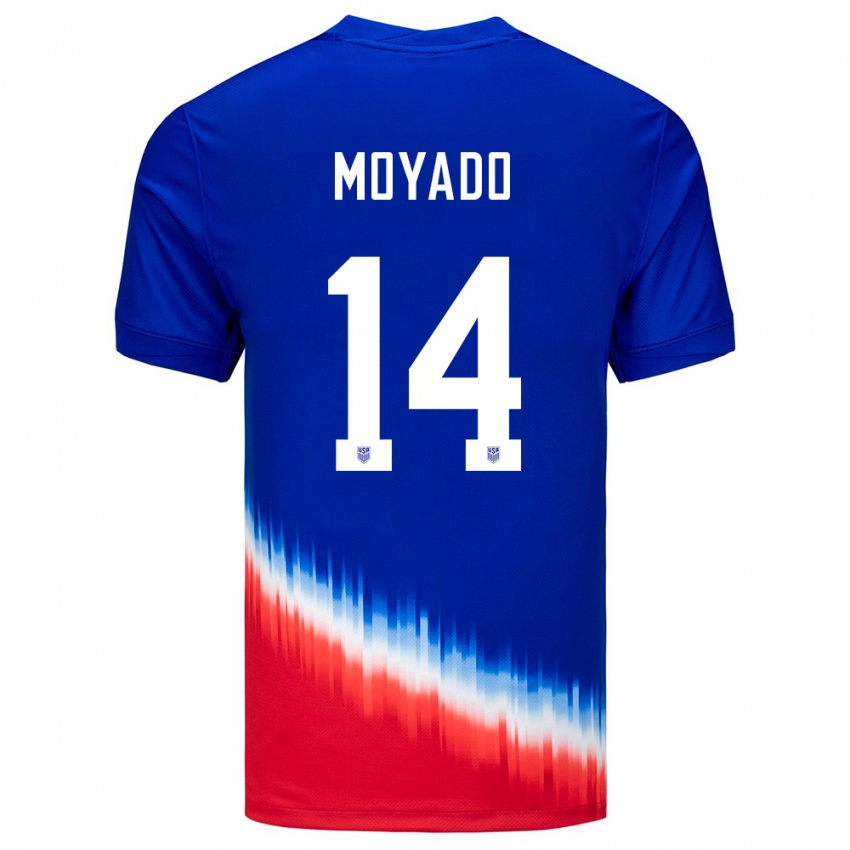 Enfant Maillot États-Unis Bryan Moyado #14 Bleu Tenues Extérieur 24-26 T-Shirt Suisse