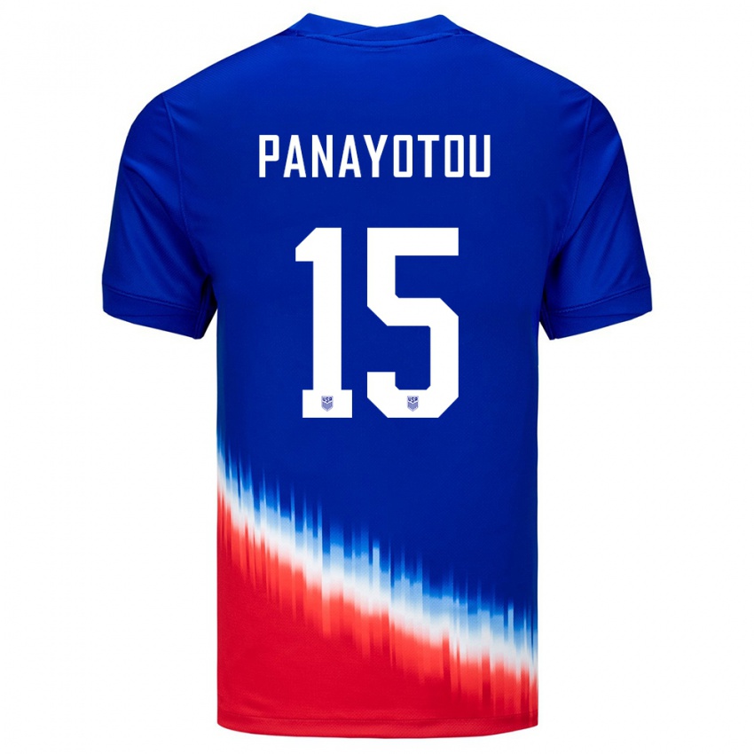 Kinder Vereinigte Staaten Jack Panayotou #15 Blau Auswärtstrikot Trikot 24-26 T-Shirt Schweiz