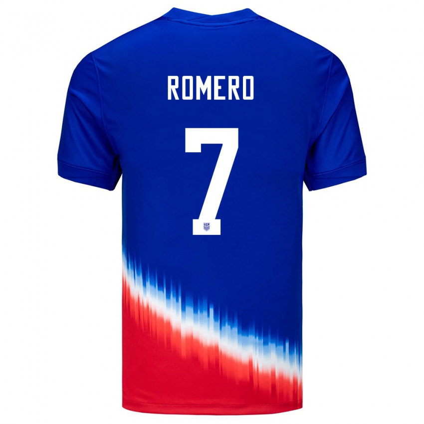 Kinder Vereinigte Staaten Brian Romero #7 Blau Auswärtstrikot Trikot 24-26 T-Shirt Schweiz