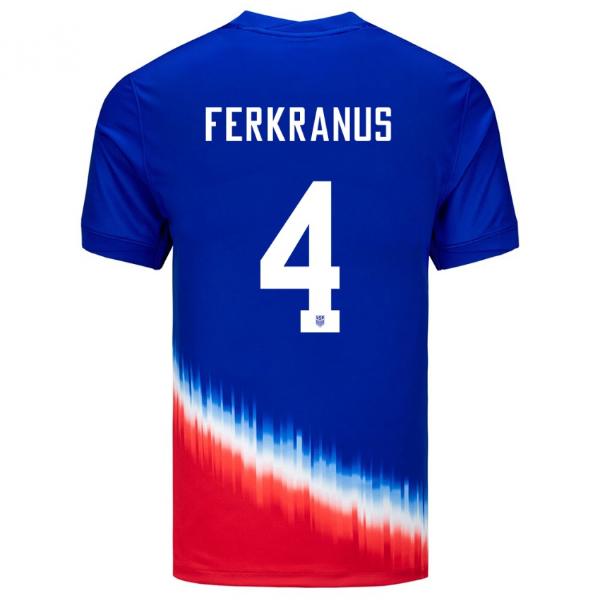 Kinder Vereinigte Staaten Marcus Ferkranus #4 Blau Auswärtstrikot Trikot 24-26 T-Shirt Schweiz